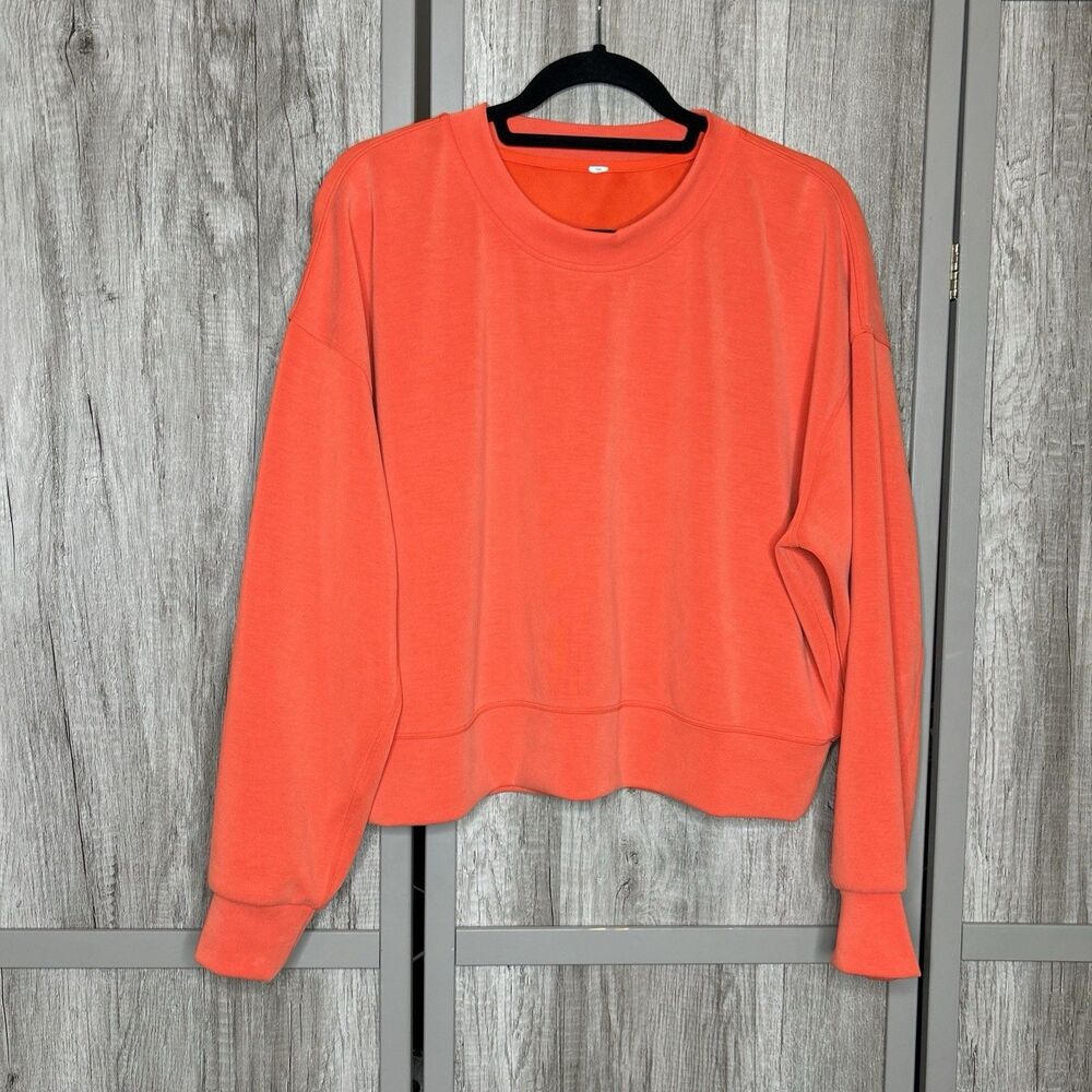 Lululemon Sweatshirt Steady State Super Loft Crew Neon Orange Size 8
